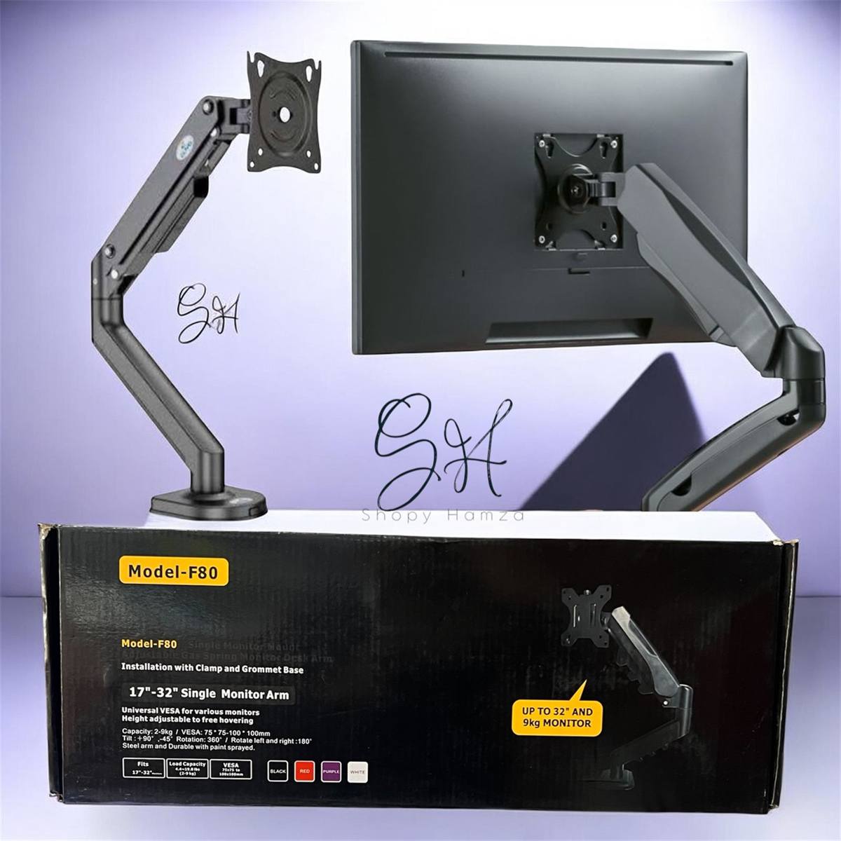 Support Écran Ergonomique F80 - Bras Ajustable (17″ à 32″)
